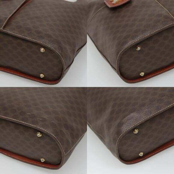 CELINE Macadam Canvas Tote Bag Pvc Leather Brown Gold - Picture 10 of 12
